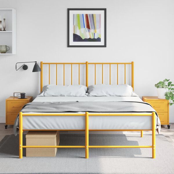 vidaXL Bedside Cabinet Set of 2 Mustard Yellow Cold-rolled steel Medium