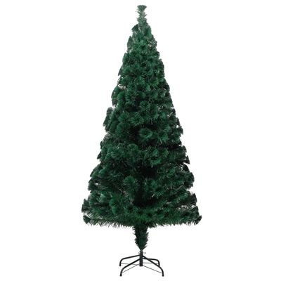 vidaXL Artificial Christmas Tree with Stand Green 7 ft Fiber Optic