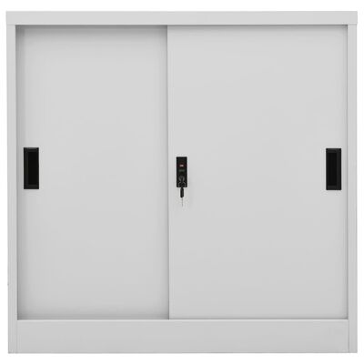 vidaXL Office Cabinet with Sliding Door Light Gray 35.4"x15.7"x35.4" Steel