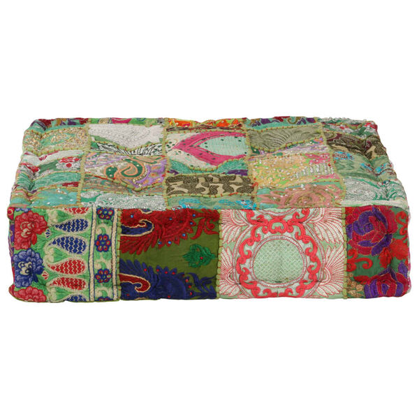 vidaXL Pouffe Green with multicolor patchwork 100% Cotton Medium Pattern