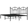 vidaXL Bed Frame Black Powder-coated Steel Double Bed Frame