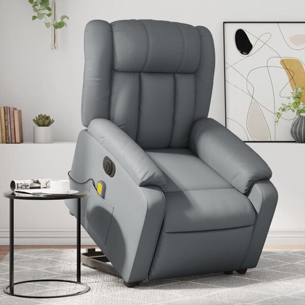vidaXL Electric Stand Up Massage Recliner Chair Gray
