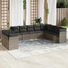 vidaXL Garden Sofa Set Grey Poly Rattan, Powder-Coated Steel 10 Piece Set