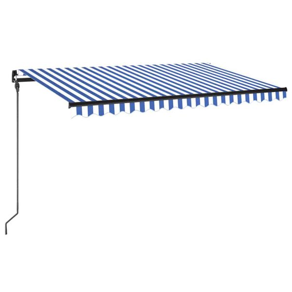 vidaXL Retractable Awning Blue and White Powder-coated aluminum