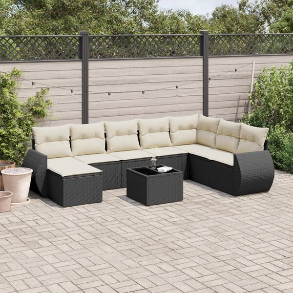 vidaXL Garden Sofa Set Black, Cream White