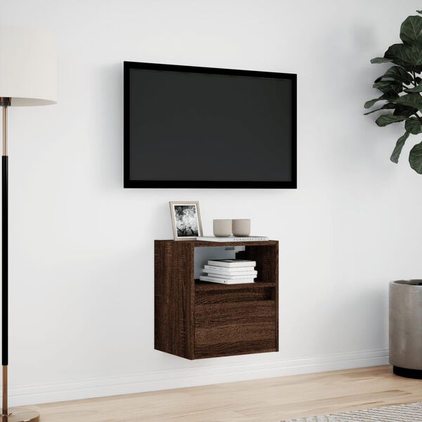 vidaXL TV Wall Cabinet Brown Oak Engineered Wood Compact TV Wall Cabinet