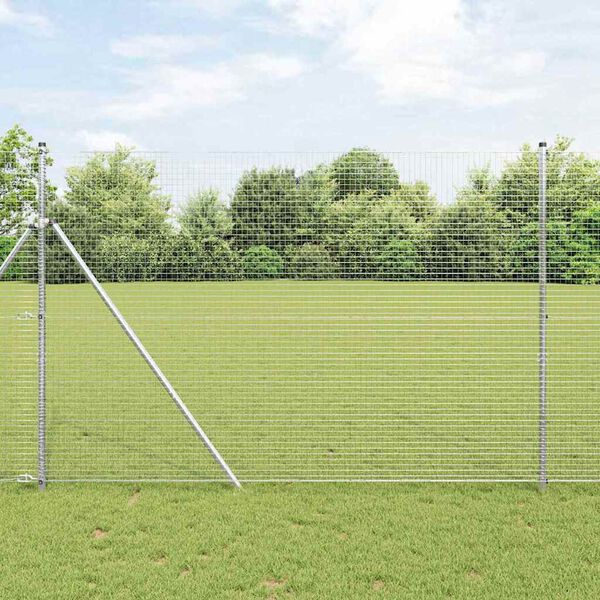 vidaXL Welded Wire Fence Silver 5.2'x 32.8'