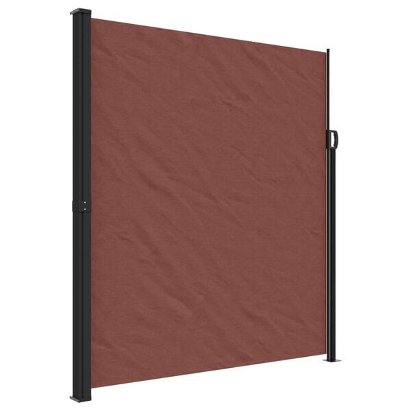 vidaXL Retractable Side Awning Brown 100% polyester with PU coating