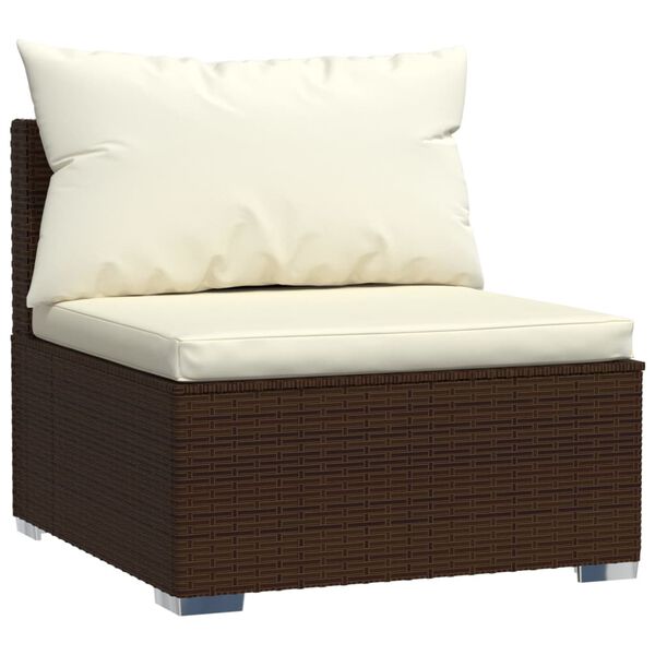 vidaXL Garden Lounge Set Brown PE rattan, powder-coated steel, plastic