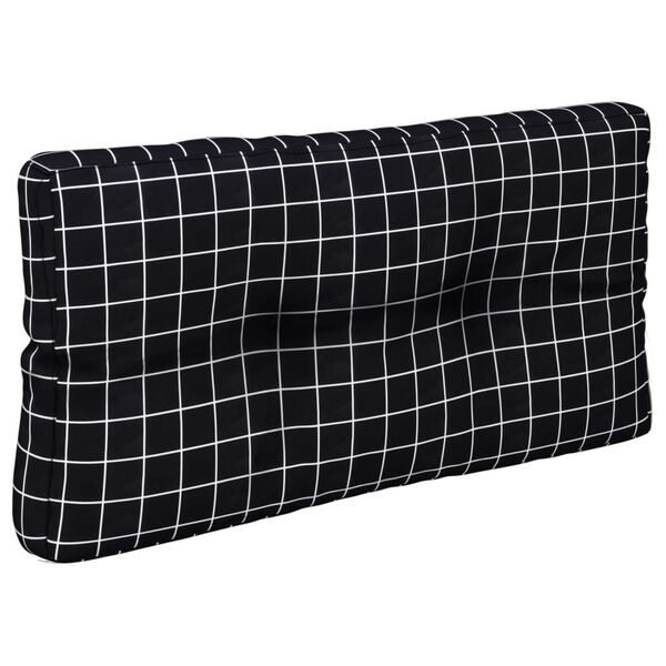 vidaXL Pallet Cushion Black Check Pattern 100% polyester 31.5 in x 15.7 in