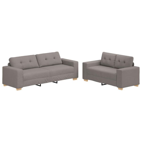 vidaXL Sofa 2 pcs Taupe Linen-blend Fabric