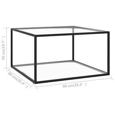vidaXL Coffee Table Black with Tempered Glass 35.4"x35.4"x19.7"