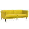 vidaXL Sofa Set Yellow Velvet (100% polyester), Plywood, Solid Wood