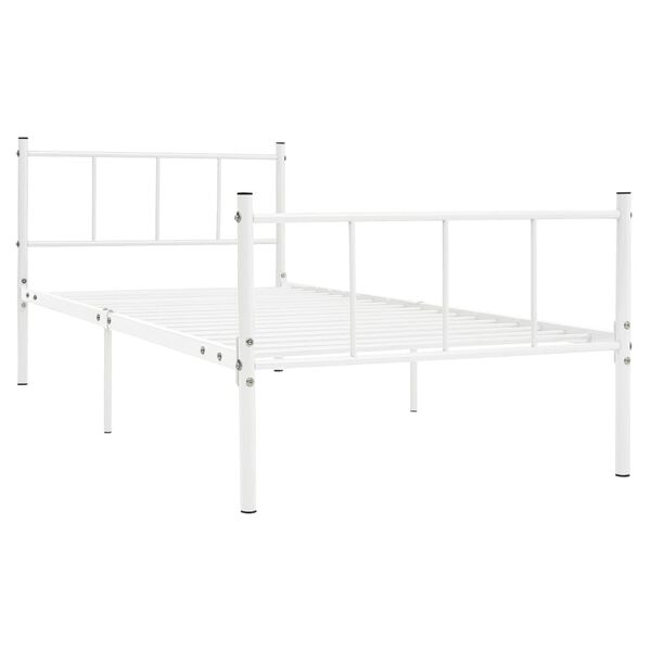 vidaXL Bed Frame White Metal 35.4 x 78.7 in Classic/Traditional