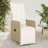 vidaXL Reclining Garden Chair Beige PE rattan, Powder-coated steel
