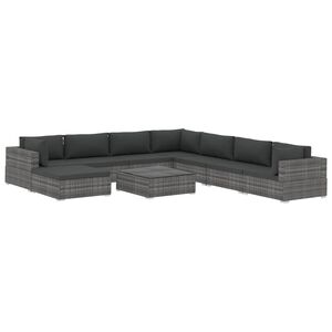 vidaXL Patio Lounge Set Set of 9 Grey