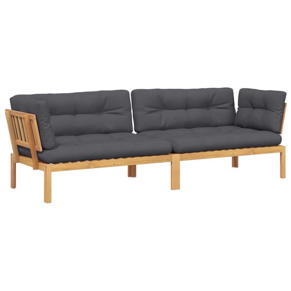 vidaXL Pallet Corner Sofa Charcoal Solid Acacia Wood, 100% Polyester