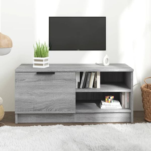 vidaXL TV Cabinet Gray Sonoma Engineered Wood TV Cabinet Rectangular