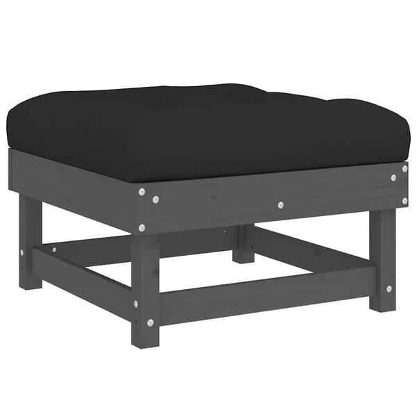 vidaXL Garden Footstool Grey, Black Solid pine wood, Plywood Medium