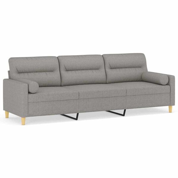 vidaXL 3-Seater Sofa with Pillows&Cushions Light Gray 82.7" Fabric