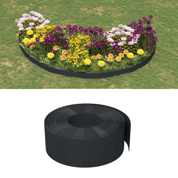 vidaXL Garden Edgings 2 pcs Black 32.8' 7.9" Polyethylene