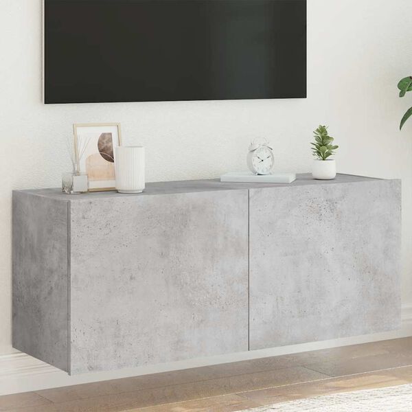 vidaXL TV Wall Cabinet Concrete Gray Engineered Wood Medium
