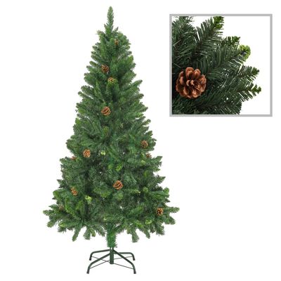 vidaXL Artificial Pre-lit Christmas Tree with Pine Cones Green 59.1"