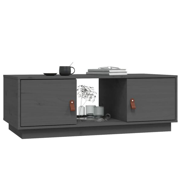 vidaXL Coffee Table Gray Solid pine wood Medium Coffee Table