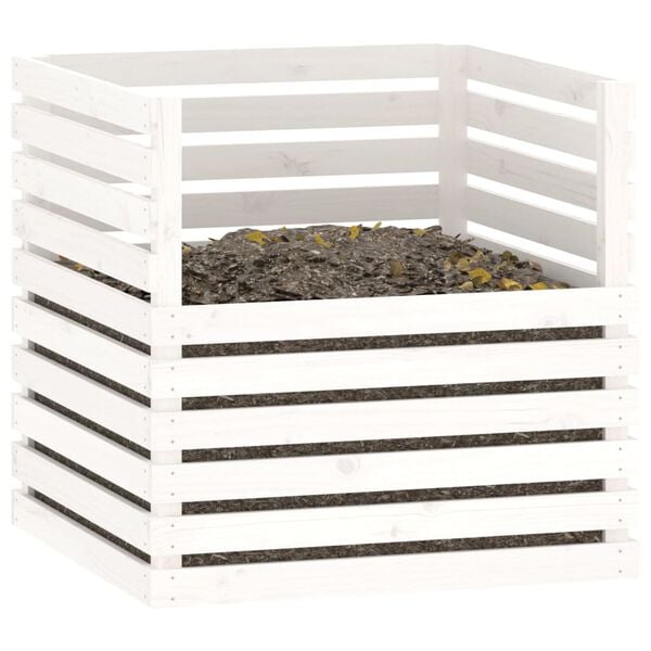 vidaXL Composter White Solid pine wood Medium Durable Composter