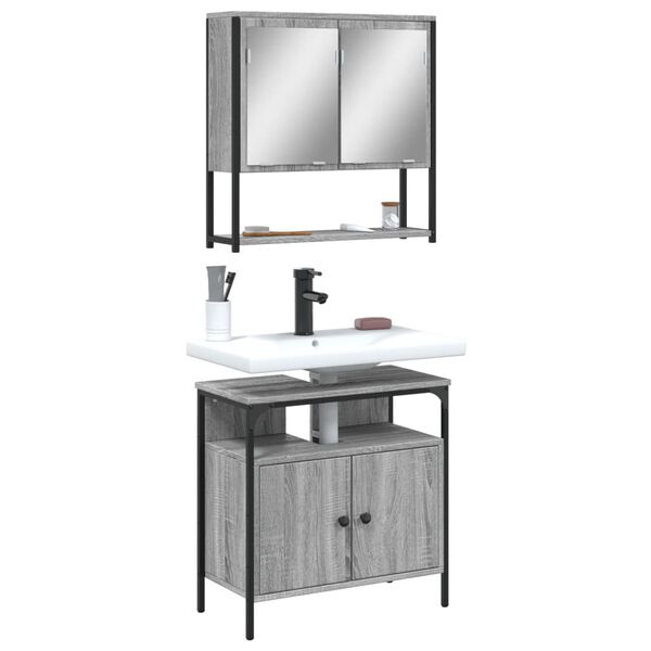 vidaXL Bathroom Furniture Set Grey Sonoma Engineered wood Medium