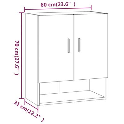 vidaXL Wall Cabinet Black 23.6"x12.2"x27.6" Engineered Wood