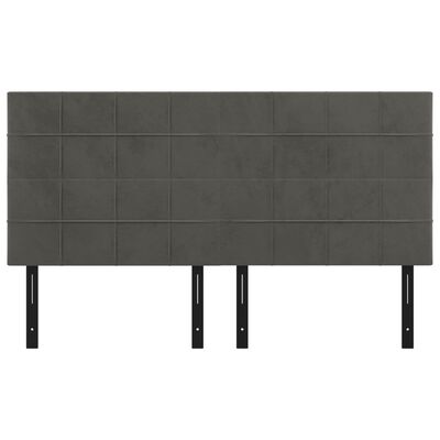 vidaXL Headboards 4 pcs Dark Gray 31.5"x2"x30.7"/34.6" Velvet