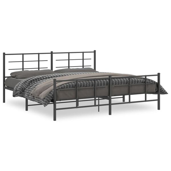 vidaXL Bed Frame Black Steel Double Bed Frame Rectangular Modern