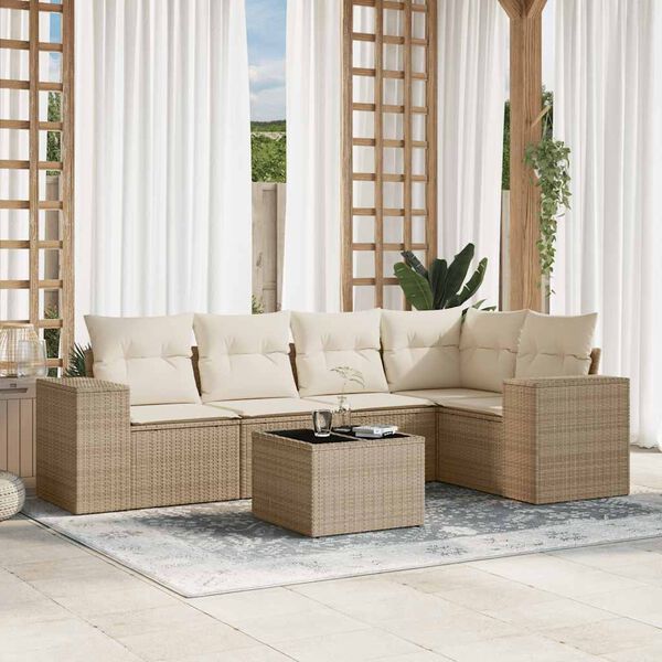vidaXL Garden Sofa Set Beige PE Rattan Large Modular Garden Sofa Set