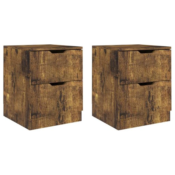 vidaXL Bedside Cabinet Set of 2 Smoked Oak Engineered wood, MDF Standard