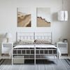 vidaXL Metal Bed Frame White Powder-Coated Steel King Size