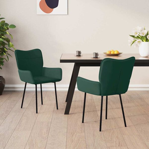 vidaXL Dining Chairs 2 pcs Dark Green Velvet