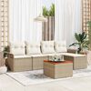 vidaXL Garden Sofa Set with Cushion 6 pcs Beige Poly Rattan