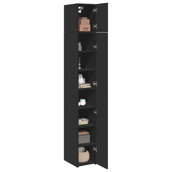 vidaXL Slim Storage Cabinet Black 11.8"x16.7"x88.6" Engineered Wood