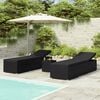 vidaXL Sun Lounger Black Poly Rattan, Powder-Coated Steel, Polyester Large