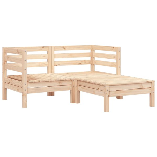 vidaXL Garden Sofa Natural Pine Solid pine wood 2-Seater Modular