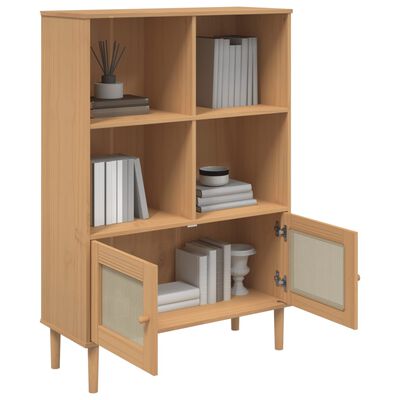 vidaXL Bookcase SENJA Rattan Look Brown 35.4"x13.8"x51.2" Solid Wood Pine