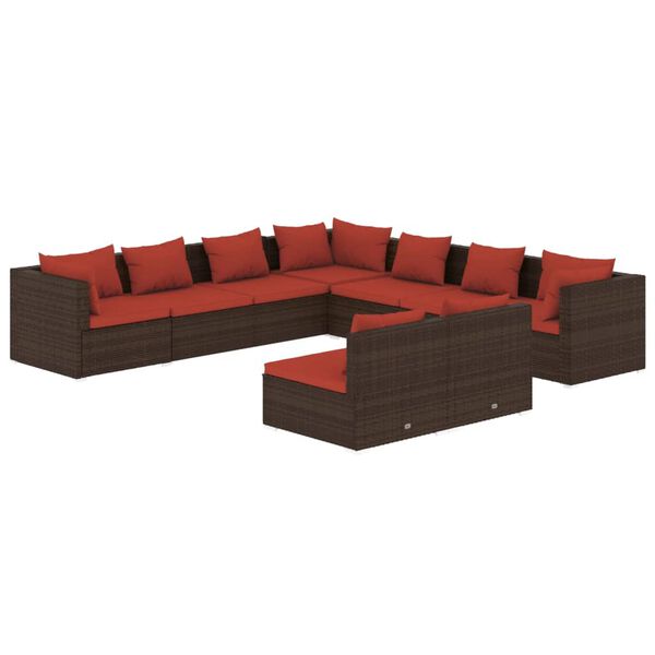 vidaXL Garden Lounge Set Brown,Cinnamon red