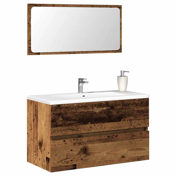 vidaXL Bathroom Cabinet With Mirror Old Wood Engineered Wood Medium