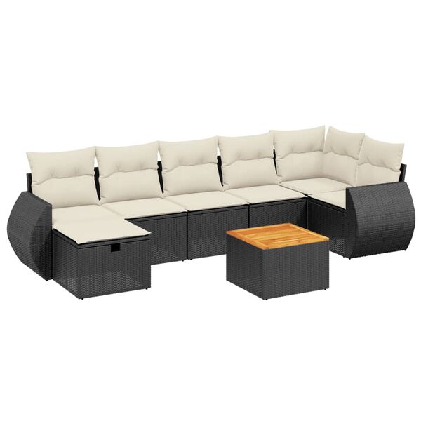 vidaXL Garden Sofa Set Black, Cream White
