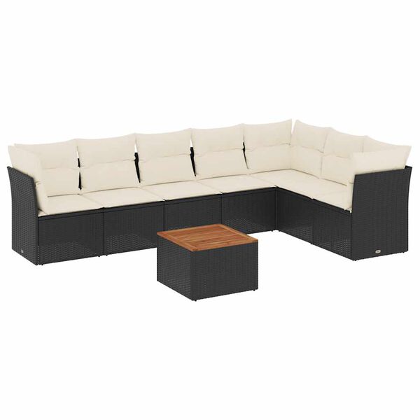 vidaXL Garden Sofa Set Black, Cream White