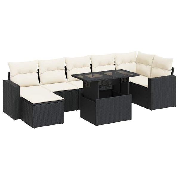 vidaXL Garden Sofa Set Black, Cream white