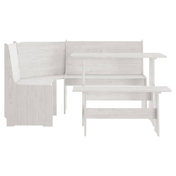 vidaXL Dining Set White Solid pinewood Seats Many 3-Piece Dining Set