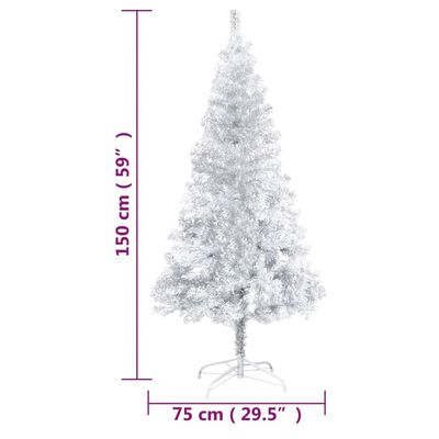 vidaXL Artificial Christmas Tree with Stand Silver 5 ft PET