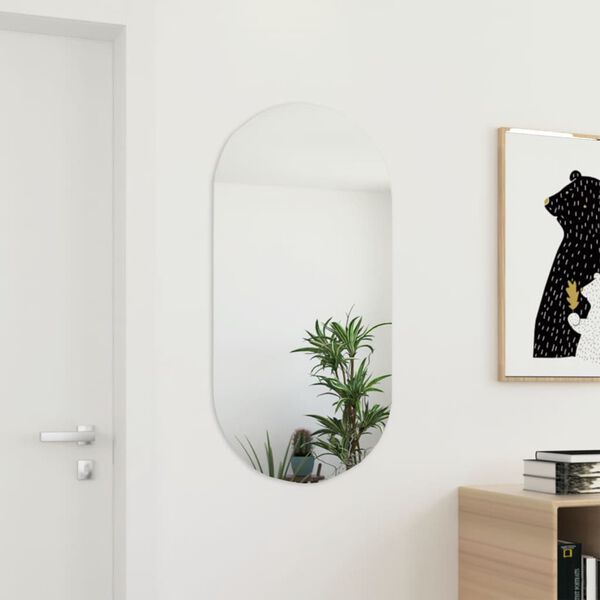 vidaXL Mirror Transparent Glass Medium Minimalist Mirror Oblong